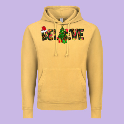 Believe Christmas Vintage Hoodie Designed By Cowhidedigitalart