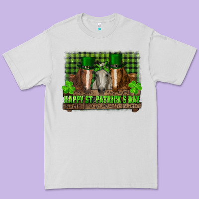 Premium Tee happy st. patricks day horses with leprechaun