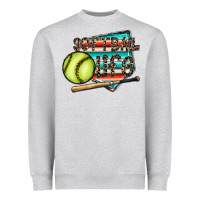 Heather Grey softball life Heavyweight Sweatshirt - CowhideDigitalArt
