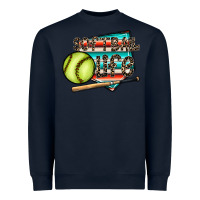 Navy softball life Heavyweight Sweatshirt - CowhideDigitalArt