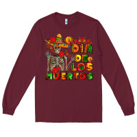 Burgundy dia de los muertos Long Sleeve Tee - AdoDesignShop