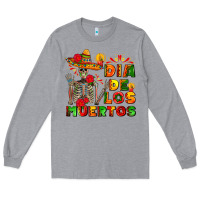 Heather Grey dia de los muertos Long Sleeve Tee - AdoDesignShop