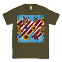 Army Green western star with sunflower seamless pattern Classic Tee - BundleAndBundleShop