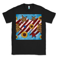 Black western star with sunflower seamless pattern Classic Tee - BundleAndBundleShop