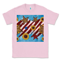 Bubblegum Pink western star with sunflower seamless pattern Classic Tee - BundleAndBundleShop