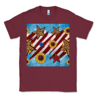 Burgundy western star with sunflower seamless pattern Classic Tee - BundleAndBundleShop