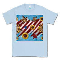 Dusty Blue western star with sunflower seamless pattern Classic Tee - BundleAndBundleShop