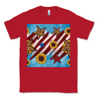 Red western star with sunflower seamless pattern Classic Tee - BundleAndBundleShop