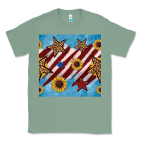 Sage western star with sunflower seamless pattern Classic Tee - BundleAndBundleShop