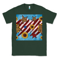 Sports Green western star with sunflower seamless pattern Classic Tee - BundleAndBundleShop