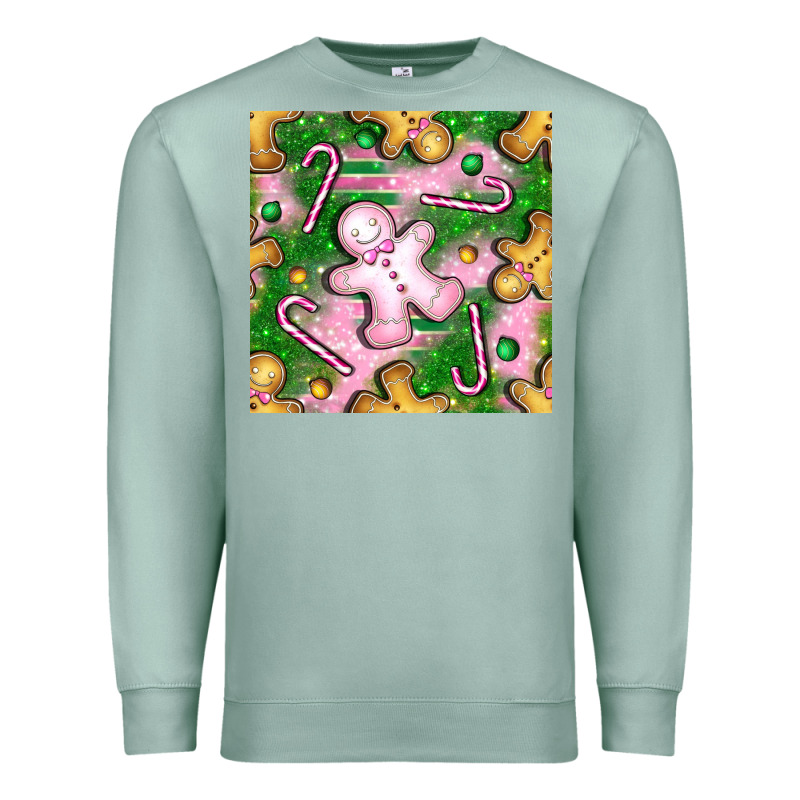 Christmas Smile Gingerbread Cookie Seamless Pattern Bbs Premium Sweatshirt by BundleAndBundleShop | Teevron
