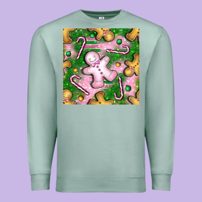 Christmas Smile Gingerbread Cookie Seamless Pattern Bbs Premium Sweatshirt Designed By Bundleandbundleshop