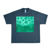 Midnight Navy green glitter star Urban Heavy Tee - JahusDesignShop