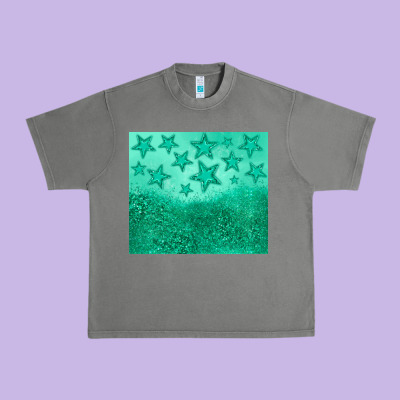 Green Glitter Star Urban Heavy Tee Designed By Jahusdesignshop