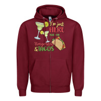 Burgundy i'm here for the margaritas and tacos Zipper Hoodie - MaliasSmallBusiness