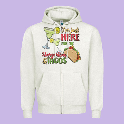 I'm Here For The Margaritas And Tacos Zipper Hoodie Designed By Maliassmallbusiness