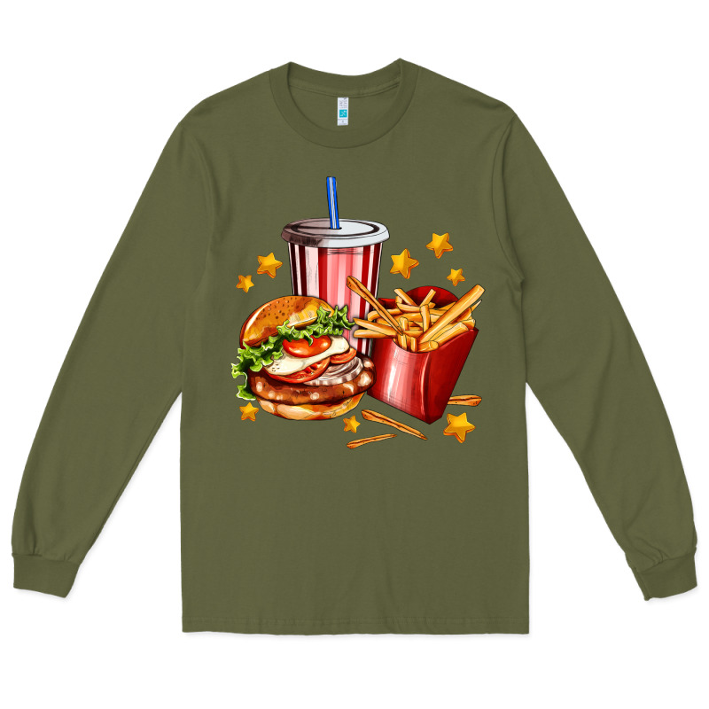 Hamburger Potatoes And Coke Long Sleeve Tee by AdoDesignShop | Teevron