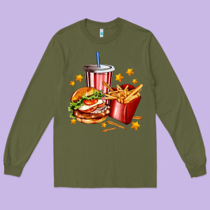Hamburger Potatoes And Coke Long Sleeve Tee Designed By Adodesignshop