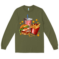 Army Green hamburger potatoes and coke Long Sleeve Tee - AdoDesignShop