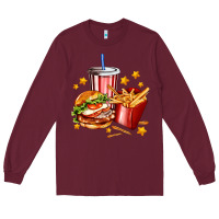 Burgundy hamburger potatoes and coke Long Sleeve Tee - AdoDesignShop