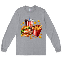 Heather Grey hamburger potatoes and coke Long Sleeve Tee - AdoDesignShop