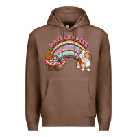 Chestnut Happy Easter Bunny And Egg Basket Rainbow Premium Hoodie - RanaPortraitStore