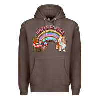 Coffee Happy Easter Bunny And Egg Basket Rainbow Premium Hoodie - RanaPortraitStore