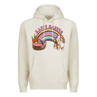 Oatmeal Heather Happy Easter Bunny And Egg Basket Rainbow Premium Hoodie - RanaPortraitStore