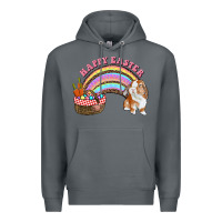 Rock Happy Easter Bunny And Egg Basket Rainbow Premium Hoodie - RanaPortraitStore