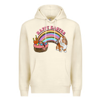 Sandshell Happy Easter Bunny And Egg Basket Rainbow Premium Hoodie - RanaPortraitStore