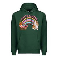 Sports Green Happy Easter Bunny And Egg Basket Rainbow Premium Hoodie - RanaPortraitStore