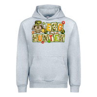 Heather Grey Egg hunter with camouflage plate letters Easter Urban Hoodie - HowdyJamesFarm