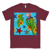 Burgundy 4th of july cacti seamless pattern Classic Tee - BundleAndBundleShop