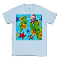 Dusty Blue 4th of july cacti seamless pattern Classic Tee - BundleAndBundleShop
