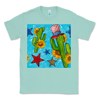Seafoam 4th of july cacti seamless pattern Classic Tee - BundleAndBundleShop