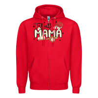 Red t ball mama baseball Zipper Hoodie - MaliasSmallBusiness