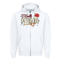 White t ball mama baseball Zipper Hoodie - MaliasSmallBusiness