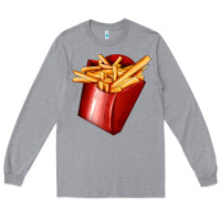 Heather Grey french fries Long Sleeve Tee - AdoDesignShop