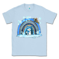 Dusty Blue winter   rainbow and snowman Classic Tee - AdoDesignShop