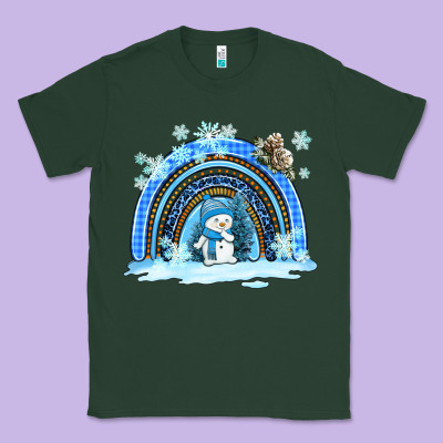 Winter   Rainbow And Snowman Classic Tee Designed By Adodesignshop