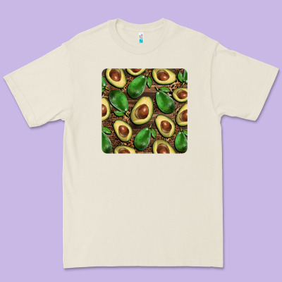 Avocados With Wood And Leopard Background Mug  Coaster Premium Tee Designed By Barkaloodesign