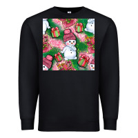 Black cute snowman and gift box with leopard seamless pattern bbs Premium Sweatshirt - BundleAndBundleShop