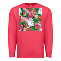Cardinal cute snowman and gift box with leopard seamless pattern bbs Premium Sweatshirt - BundleAndBundleShop