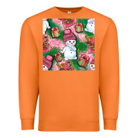 Carrot cute snowman and gift box with leopard seamless pattern bbs Premium Sweatshirt - BundleAndBundleShop
