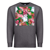 Charcoal Heather cute snowman and gift box with leopard seamless pattern bbs Premium Sweatshirt - BundleAndBundleShop