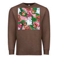 Chestnut cute snowman and gift box with leopard seamless pattern bbs Premium Sweatshirt - BundleAndBundleShop