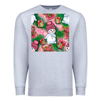 Heather Grey cute snowman and gift box with leopard seamless pattern bbs Premium Sweatshirt - BundleAndBundleShop