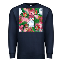 Navy cute snowman and gift box with leopard seamless pattern bbs Premium Sweatshirt - BundleAndBundleShop