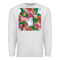 Oatmeal Heather cute snowman and gift box with leopard seamless pattern bbs Premium Sweatshirt - BundleAndBundleShop