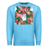 Ocean Blue cute snowman and gift box with leopard seamless pattern bbs Premium Sweatshirt - BundleAndBundleShop